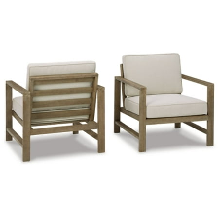 Signature Design by Ashley Outdoor Fynnegan Patio Eucalyptus Lounge Chair 2 Count Light Brown