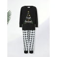 thumbnail image 5 of Jaweiwi Family Matching Christmas Pajamas Set Plaid and Letter Print Holiday Pajamas Sleepwear Dad Mom Kids PJs, 5 of 10
