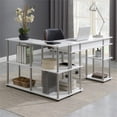 thumbnail image 3 of Pemberly Row No-Tools Desk and Console Table Set in White Wood Finish, 3 of 13