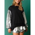 thumbnail image 4 of 2025 Nueva ropa navideña para mujer, jersey de retazos de lentejuelas a la moda, camiseta holgada de manga larga para mujer, sudadera, 4 of 5