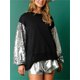 thumbnail image 3 of 2025 Nueva ropa navideña para mujer, jersey de retazos de lentejuelas a la moda, camiseta holgada de manga larga para mujer, sudadera, 3 of 4