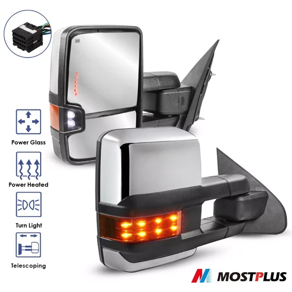MOSTPLUS Pair Power Fold Heated Side View Tow Mirrors for 2014-2018 Chevy Silverado GMC Sierra 1500