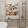 thumbnail image 4 of Wall Art Prints, Retro Birdhouse Framed Canvas Prints for Bedroom Living Room Bathroom Office, Pink Spring Floral Birds Vintage Gallery Wrap Wall Art Poster for Gifts Home Decor 12"x12", 4 of 9