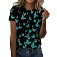 thumbnail image 1 of TSADFHJI Hauts de Noël Grande Taille pour Femmes 3TG T-Shirt Décontracté Imprimé Manches Courtes Col Rond Ample Vert Menthe, 1 of 4