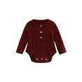 thumbnail image 1 of hirigin Baby Knit Romper, Long Sleeve Crew Neck Solid Fall Winter Bodysuit for Girls Boys, 1 of 8