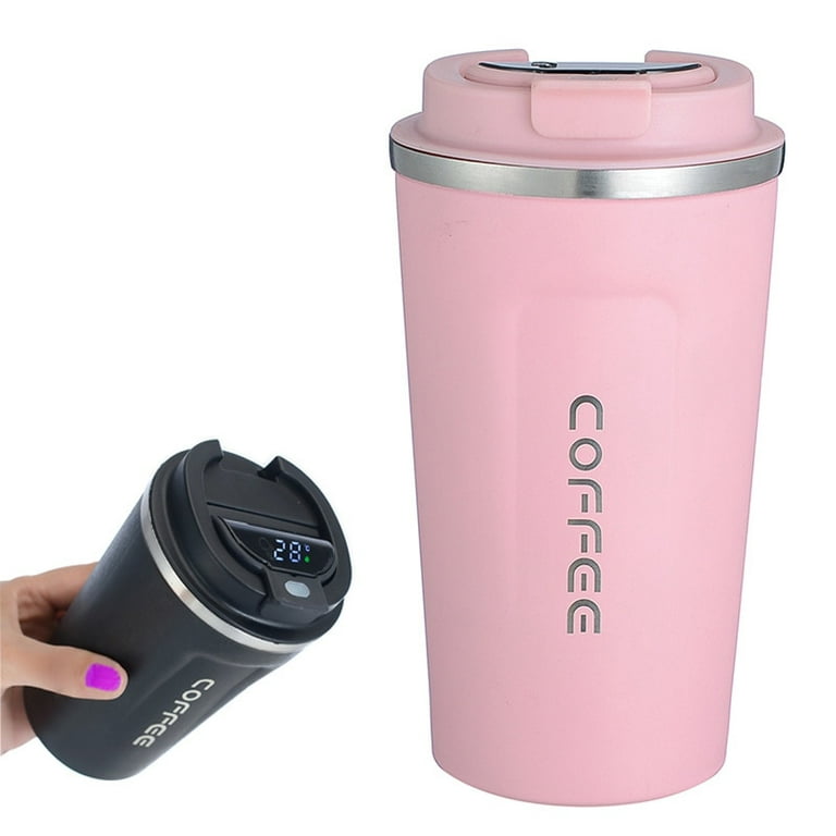 1pc 550ml Pink Insulated & Soup Mug, Portable With Handle And Strap,  Plastic Material For Home, Travel, School, Office, Party, Student, Milk Tea