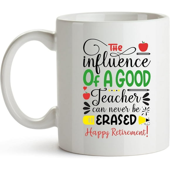 YouNique Designs Teacher Retirement Mug for Women, 11 Ounces, Teacher Retirement Mugs, Retired Teacher Cup, Retirement Coffee Mug for Women 2023 (Black Handle)
