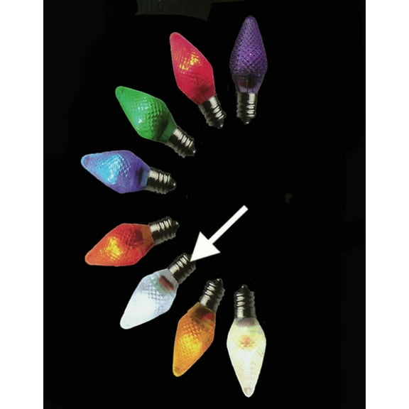 Club Pack of 25 LED C7 Pure White Replacement Christmas Light Bulbs