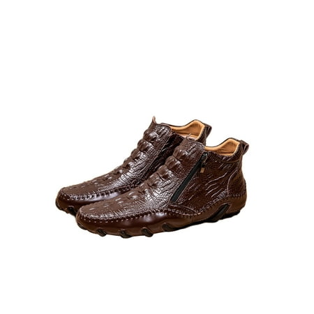 

Gomelly Mens Casual Shoes Round Toe Faux Leather Bootie Flats Ankle Boot Comfortable Business Shoe Party Office Fashion Boots Brown 6