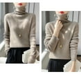 thumbnail image 7 of NMMUED Turtleneck Sweater Women Pullover Sweaters for Women Knit Sweater for Women Fitted Sweaters for Women, Khaki L, 7 of 7