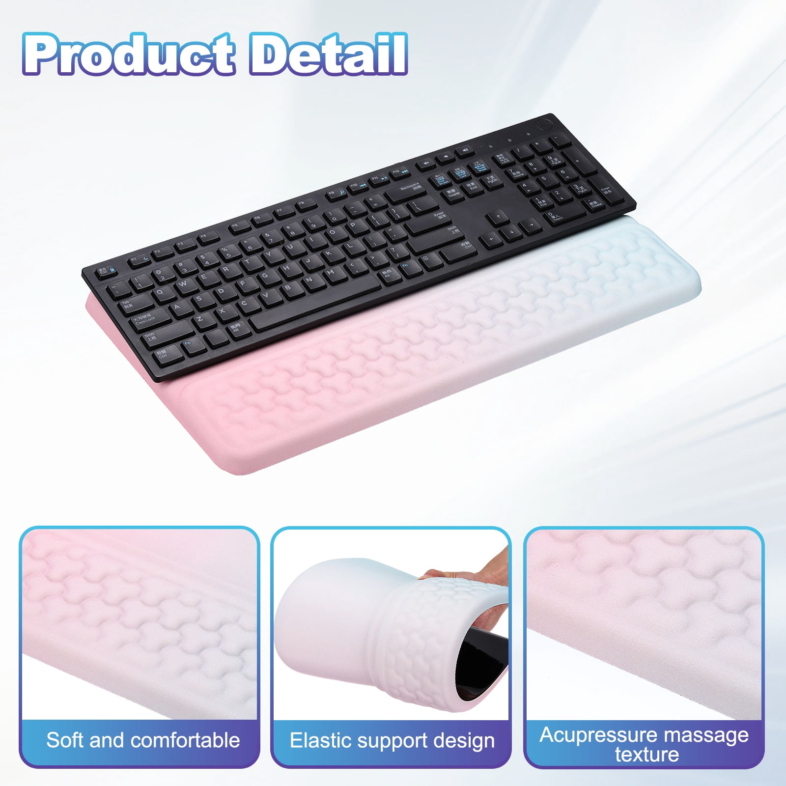 Uxcell Computer Keyboard Stand with Wrist Rest, Computer Wrist Support Pad, Keyboard Stand Riser Holder Pad for Office Desk Gaming Home, Pink and Green