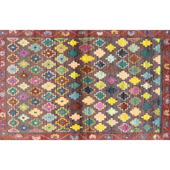 Ahgly Company Machine Washable Indoor Rectangle Contemporary Cherry Red Area Rugs, 3' x 5'