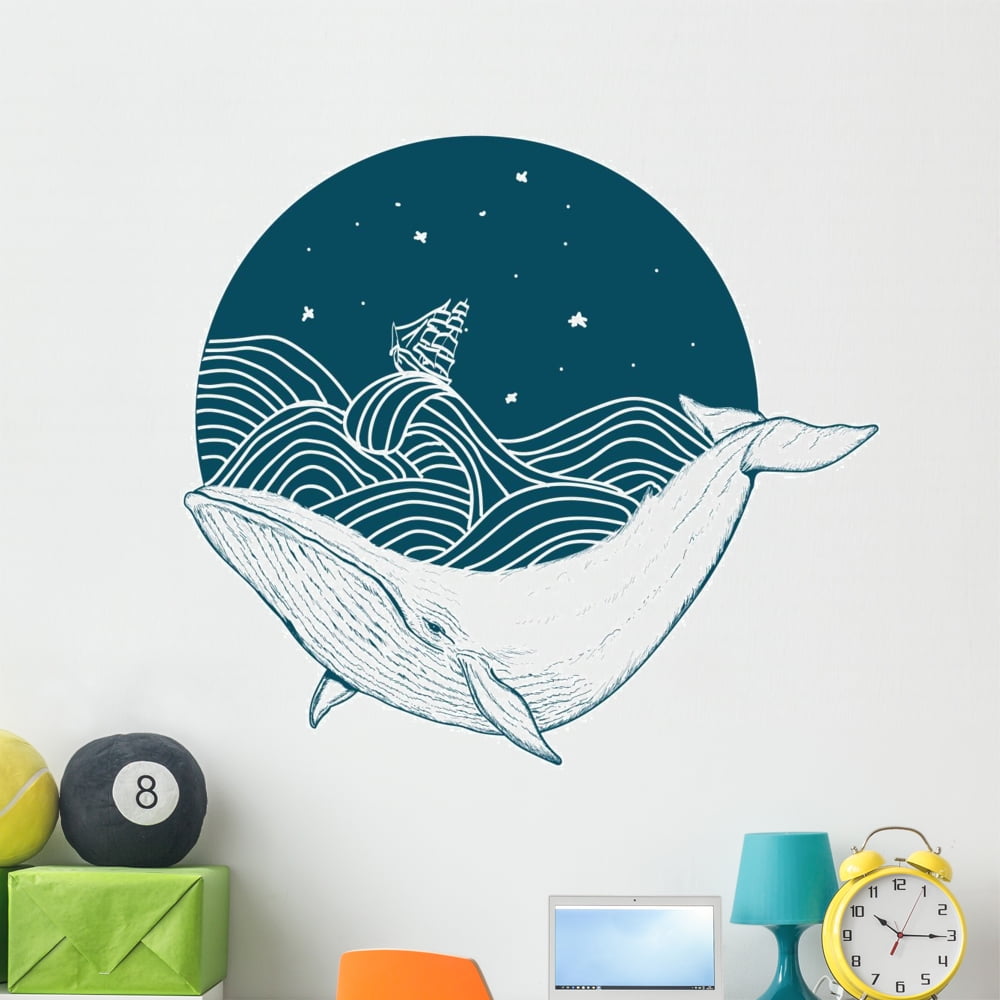 Circular Sea Blue Whale Wall Decal Wallmonkeys L And Stick Animal Graphics 48 In H X W Wm502507