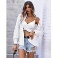 thumbnail image 6 of Zeagoo Button Down Shirts for Women Waffle Boyfriend Work Shacket Loose Long Sleeve Collared Fall Tops, 6 of 7