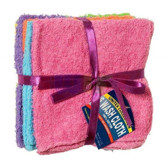 FLINT- 6Pcs Wash Cloths 11X11 Hotel Washcloth Kitchen Towel 100% Cotton Assrt Colors