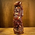 thumbnail image 3 of Rosewood carved Maitreya Buddha with ingot base, ebony solid wood large-bellied Maitreya Buddha home decoration, opening gift., 3 of 4