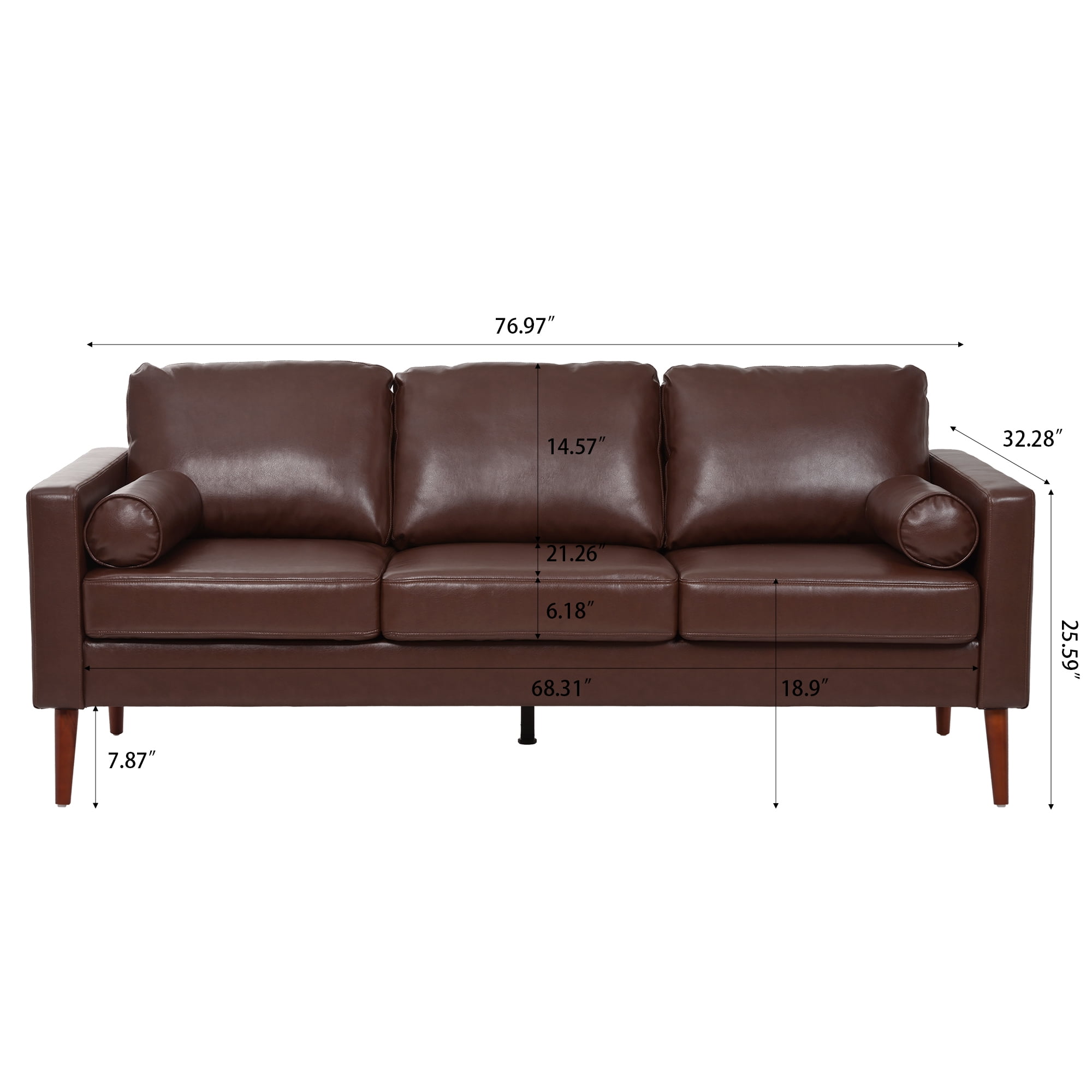YYAo Extra Deep Filled Sofa, Upholstered Futon with Armrests and Legs for Living Room, Apartment, Brown YYAo Extra Deep Filled Sofa, Upholstered Futon with Armrests and Legs for Living Room, Apartment, Brown