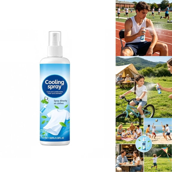 Instant Cooling Spray for Heat Relief, Portable Refreshing Mist with Menthol for Skin & Clothing – Fast-Drying, Non-Sticky, Alcohol-Free Body Cooler, 100ml