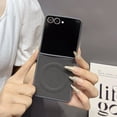 thumbnail image 2 of For Samsung Galaxy Z Flip 5 Magnetic Phone Case,Compatible with Mag-Safe,Fiber Pattern PU Leather Back,TPU Bumper Shockproof Anti-Scratch Rugged Durable Ultra Slim Phone Case,Gray, 2 of 2