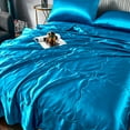 thumbnail image 5 of FastXmas Silk Satin Comforter Queen Size, Solid Color Reversible Summer Cooling Blanket, Double Sided Cold Effect, Breathable Lightweight Feather Down Quilted Bedding Machine Washable for All Season, 5 of 8