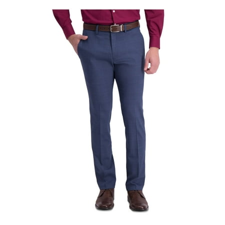 KENNETH COLE Mens Navy Plaid Classic Fit Pants 32W X 30L