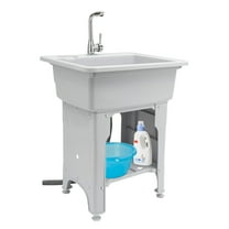 Miumaeov Spacious Utility Sink Utility Sink Laundry Tub with Faucet & Basement for Laundry Room Garage or Shop