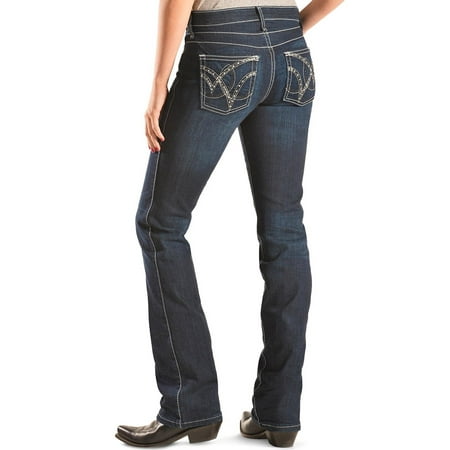 wrangler women's q- dark wash ultimate riding with booty up technology jeans denim 0w x (Best Jeans For Horseback Riding)