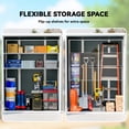 thumbnail image 3 of Outdoor Plastic Garden Storage Shed with Lockable Double Doors & Foldable Shelves, Wood-Effect Distressed Grey Weather-Resistant Tool Shed for Patio, Backyard, 52.8"W x 66.9"H, 3 of 7