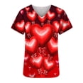 thumbnail image 5 of TIMIFIS Hauts de Sarrau d'Infirmière pour Femmes de la Saint-Valentin Uniforme de Travail Manches Courtes Col en V Blouse T-shirt de Travail avec Poches - Imprimé Rouge P, 5 of 5
