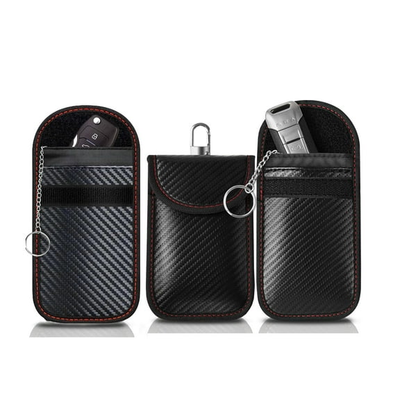 Artryli 3Pcs Faraday Pouch Bag for Car Keys, Car Signal Blocking Key Fob Protector, Key Pouch Bag for Key Less Car,Anti-Theft Car Security Fob Cage (Black)