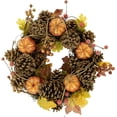 thumbnail image 1 of Corona de otoño con piñas y calabazas, 14 pulgadas, sin iluminación, 1 of 3