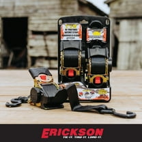 Erickson 2 Pk 2"X10' 3300 Lb Re-Tractable Ratchet Tie Downs Black
