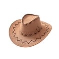 thumbnail image 1 of Suede Cowboy Hat Western Style Stylish Versatile with Three Eyelets on Each Side Brown, 1 of 8