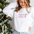 thumbnail image 2 of Merrier With A Martini Embroidered Crewneck Sweatshirt | Holiday Cocktail Crew | Christmas Spirits Sweatshirt | Gift For Her | G18EMWM1, 2 of 5
