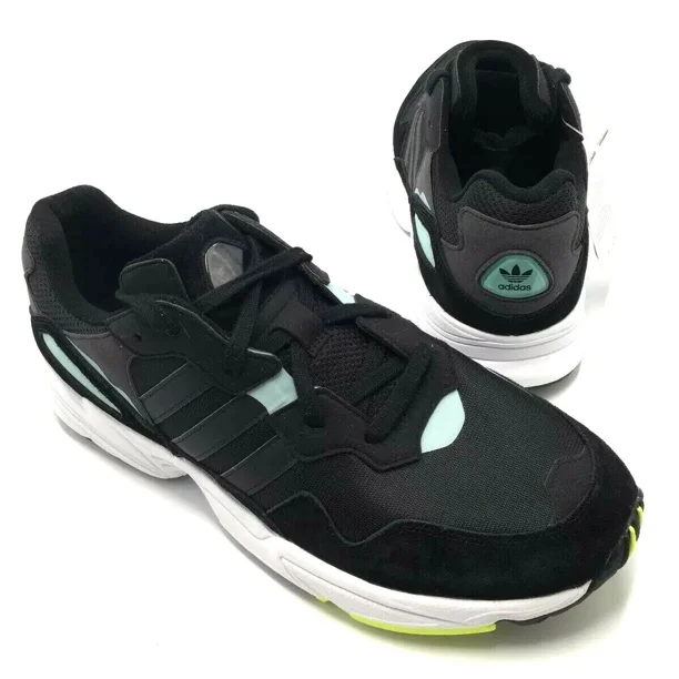 Ad-id-as Mens Size 13 Black Baby Blue BD8042 Yung 96 Originals Shoe New w/o Box
