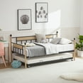 thumbnail image 2 of SYNGAR Metal Daybed with Trundle, Modern Home Twin Daybed with Pop Up Trundle Twin Size Sofa Bed W/ Steel Slats Support, Platform Bed Frame No Box Spring Needed, Black, D6612, Adult, 2 of 12