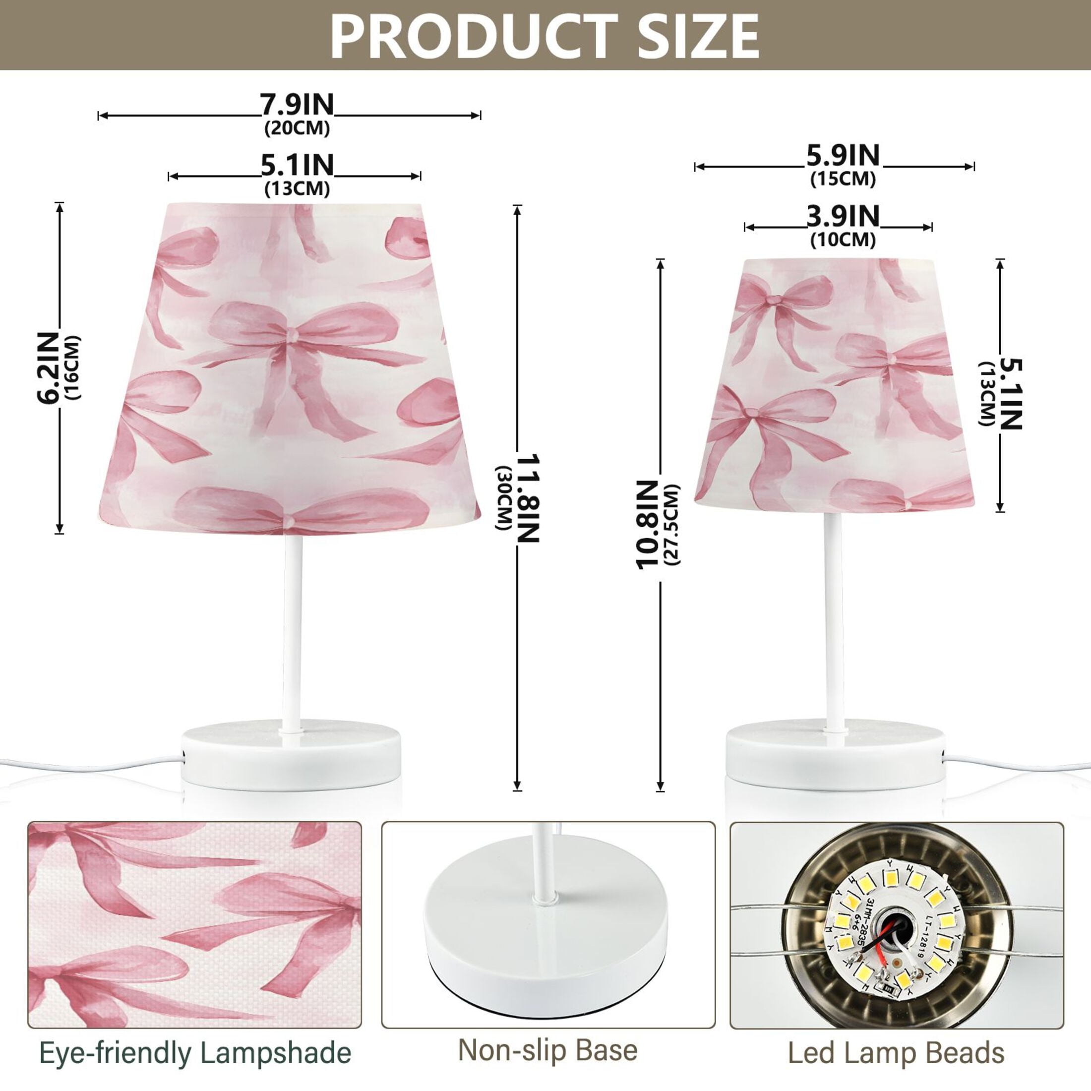 Ryvnso LED Bedside Table Lamp Watercolor Bow Bedroom Desk Lamps Nightstand Lampshade M