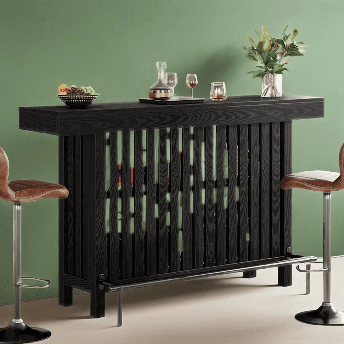 62.99" 2-Tier Bar Table , 3.97" Thickened Panels, Modern Design, Sturdy Home Bar for Living Room, Dining Area, Wine Cellar, Basement