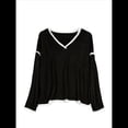 thumbnail image 3 of Suéteres Casuales de Larga con Cuello en V para Mujer, Suéteres Sueltos de Punto Grueso y Suave, Sudaderas, Tops. Negro 4XL, 3 of 9