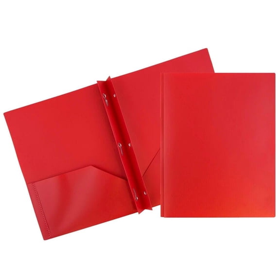 Luluganb 1Pcs Plastic Folders With Pockets And Prong, Assorted Colors, Pocket Folders, Folders With Prongs, File Folders With Fasteners, 2 Pocket Folder, Folder With Pockets, Two Pocket Folder,Red