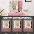 thumbnail image 5 of Zimtown Vanity Desk Set with Adjustable Lighted Mirror, Modern Makeup Table with 5 Drawers and Stool, Dressing Desk for Bedroom, Pink, 5 of 11