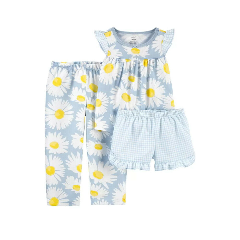 Carter's Little Girls 3 Piece Sunflowers Pajamas Pjs Sleepwear Set Size 3T  - Walmart.com