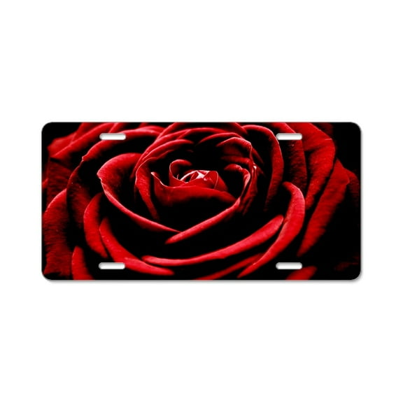 CafePress - Single Red Rose - Aluminum License Plate, Front License Plate, Vanity Tag