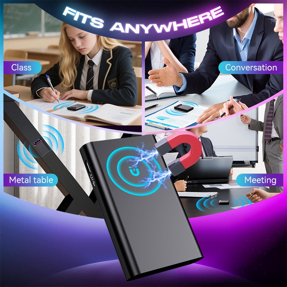 Magnetic Voice Activated Recorder With Screen- (8500 Hours) Voice Recorder with DSP 4.0-AI Noise Cancellation-64GB Portable Recording Device,Voice Recorder with Playback for Work, Meetings, Lectures