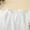 thumbnail image 5 of Gubotare Girl Clothes Set Toddler Girls Top and Denim Shorts Outfit Set, 2-Piece 5T 6T (White,5-6 Years), 5 of 8