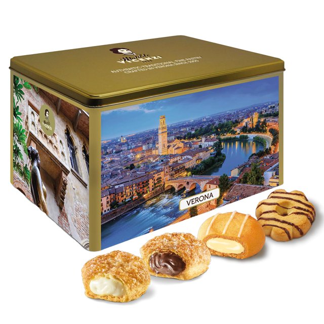 Matilde Vicenzi Roma Cookie Tin - Italian Pastries & Bakery Cookies in Individually Wrapped Trays - Bakery Dessert Gifts - Puff Pastry, Assorted Cookies in Italian Design Gift Tin 32oz (907g