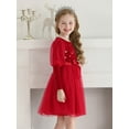 thumbnail image 6 of SILVERCELL 2-7T Toddler Baby Girls Christmas Velvet Dresses Casual Puff Sleeve Tulle Tutu Dress Sequins Stars Party Dresses, 6 of 9