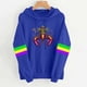 thumbnail image 1 of Uootdi Mardi Gras Womens Drawstring Hoodies for Women Carnival Crewneck Heart Print Hooded Long Sleeve Pullover Festive Color Block Loose Sweatshirts Gift, 1 of 4