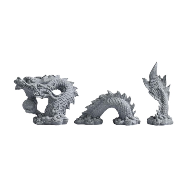Juego de estatuas de dragón para jardinería, paisajismo, adorno de piedra, artesanía, escultura decorativa, mascota de té para jardín, bonsái,