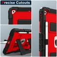 thumbnail image 4 of ELEHOLD 3-Layer Rugged Case For Apple iPad 9th/8th/7th Generation Heavy Duty Shockproof Cover, [Drop Protection], [Logo Visible], With Kickstand & Pencil Holder & Shoulder Strap, Black+Red, 4 of 11